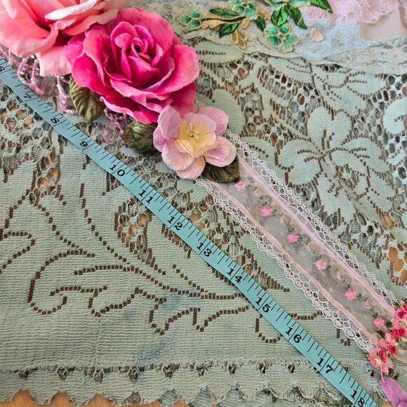 Ethereal Romance | Pink | Sash | Vintage Millinery Roses and Beaded Fringe Belt - Picture 8 of 8